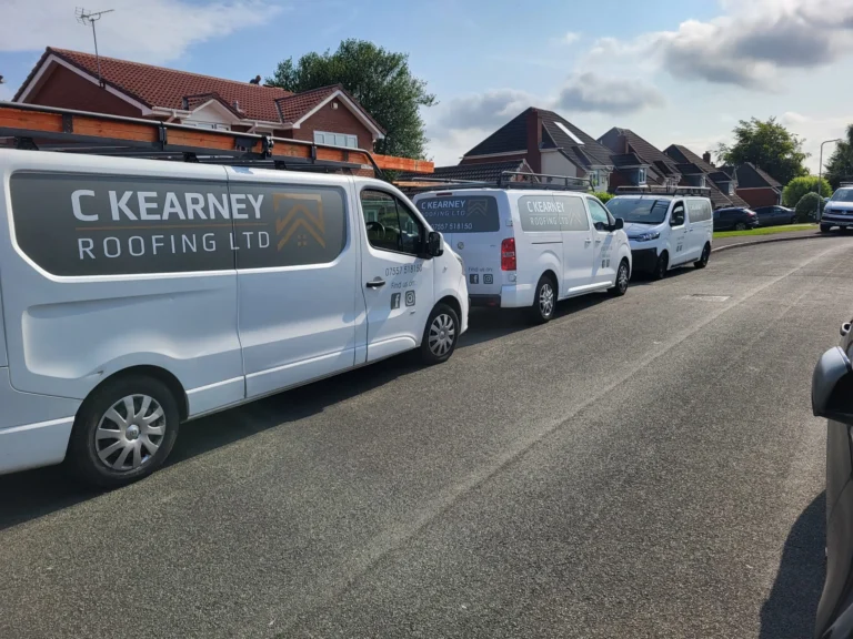 a row of white vans