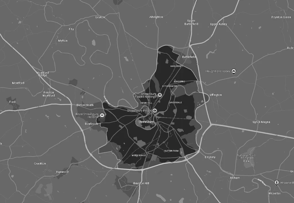 Shrewsbury black and white map image