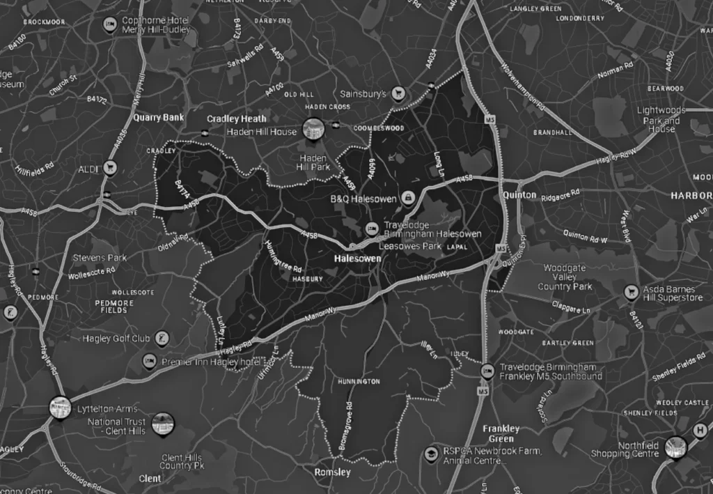 map of halesowen black and white